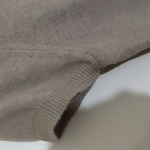 Zara| Tan Short Sleeve V-Neck Sweater Cotton Nylon Blend - Picture 6 of 9